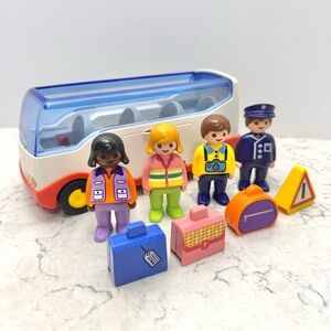 COMPLETE 123 Playmobil Airport Shuttle Bus Van 6773 w/ People & Luggage